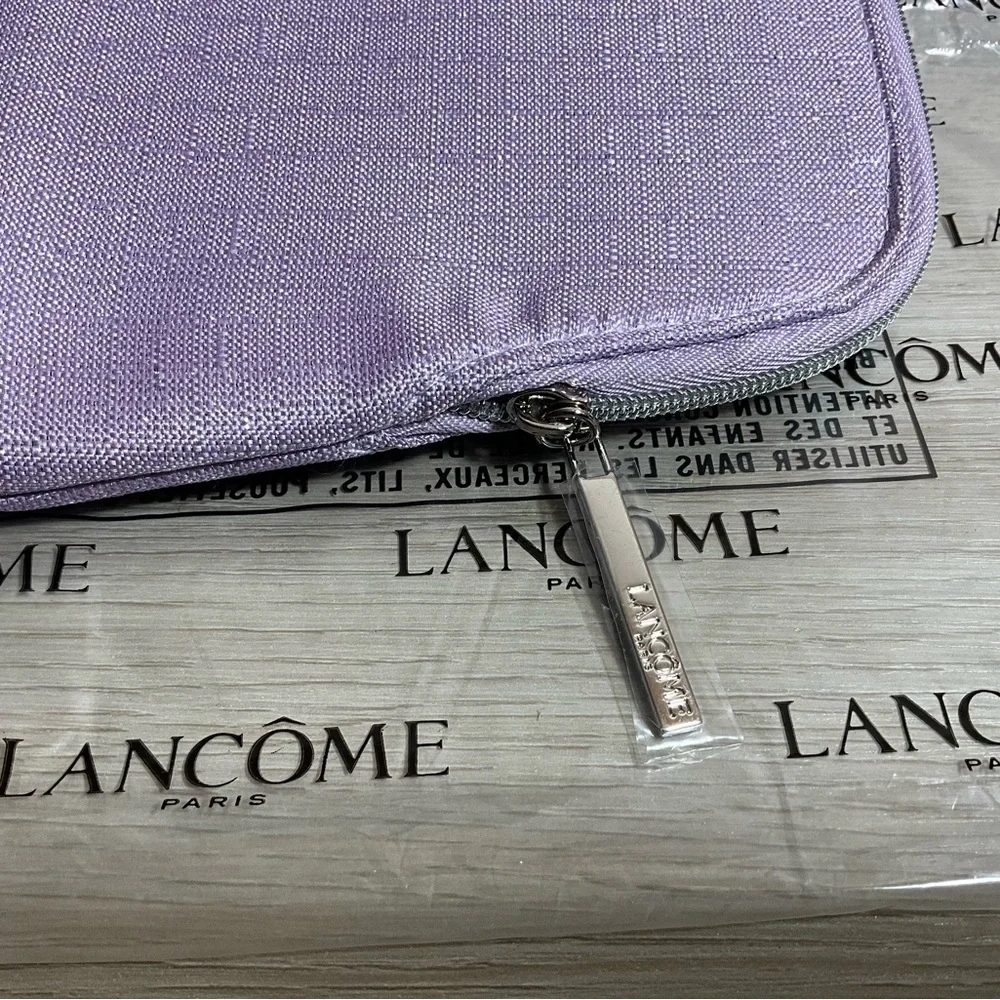 2 x Lancome light purple bag with silver hardware, zippered